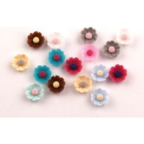 100Ps Mixed Resin 10mm Sunflower Decoration Crafts Bead Flatback Cabochon Scrapbooking For Embellishments Kawaii Diy Accessories