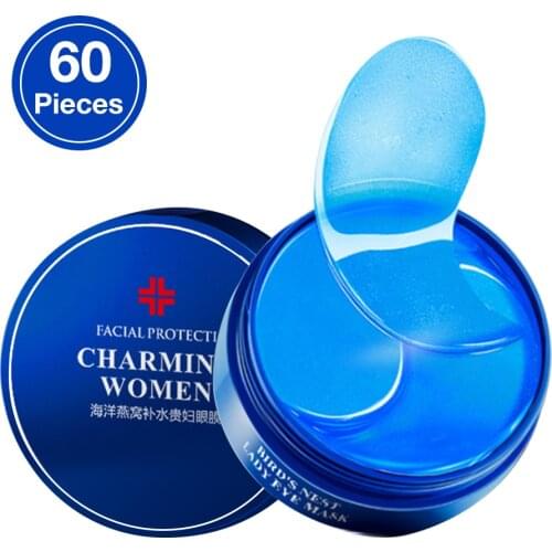 60pcs Blue Crystal Collagen Eye Mask Anti-Aging Anti-Puffiness Eye Patches Remove Dark Circle Crystal Beauty Skin Care