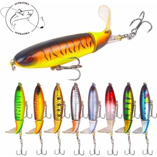 8Pcs/lot 10cm 13.2g Rotating Minnow Fishing Bait Lure With 2 Treble Hooks 3D Eyes Snake Head Fishing Lure Bait For Sea Fishing