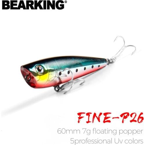 Bearking professional hot fishing lure, 5color for choose,popper 60mm 7.0g,hard bait pvc box, crank bait minnow