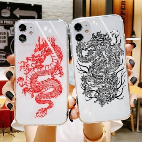 Chenel Black Dragon Phone Case for iphone 12 pro max mini 11 pro XS MAX 8 7 6 6S Plus X 5S SE 2020 XR Transparent case cover