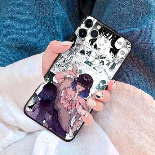Inosuke Hashibira Kimetsu No Yaiba Anime Soft Tpu Glass Phone Case for IPhone SE 6s 7 8 Plus X Xr Xs 11 12 Mini Pro Max Samsung