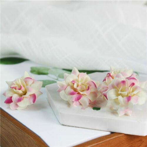 50pcs 4.5cm Silk Rose Flower for Home Decor Bridal Accessories Clearance Fake Stamen Cap Diy Gift Wreath Artificial Flower