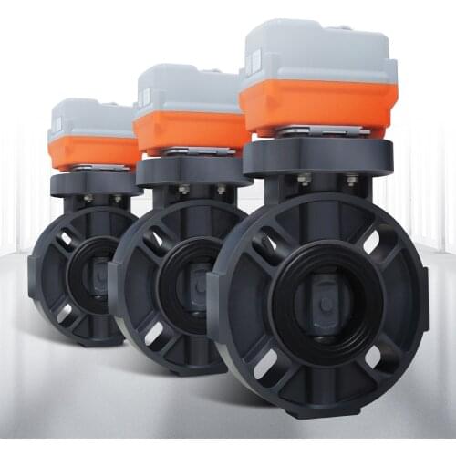DC24V DN65-2-1/2" Electric actuator UPVC Butterfly Valves