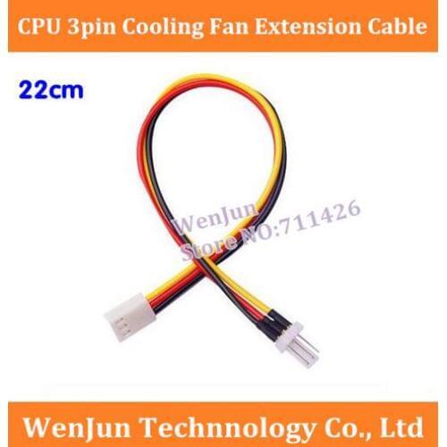 DHL/EMS Free Shipping motherboard CPU 3pin 3P cooling fan Extension Cable 22cm 3 pin connector cable