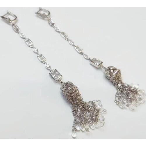 Designer Fashion 925 Sterling Silver Jewelry 3A Cubic Zirconia Party Earring