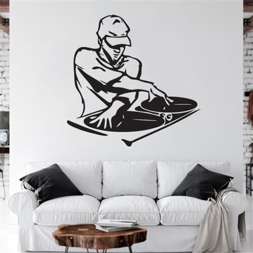 DJ Music Wall Decals Art Home Decor For DJ Teens Bedroom Man Cave Bar Fashion Style Wallpaper Vinyl Stickers Mural ov347
