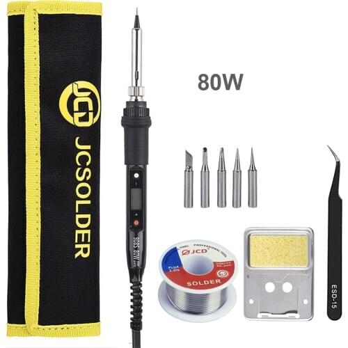 JCD 80W LCD Electric Soldering Iron Kit Adjustable Temperature 220V 110V 908S Quality Solder Iron Tips Wire Welding Repair Tools