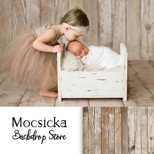 Wood floor Newborn Kids Backdrop for Photography Rustic Wooden Vinyl Infant Portrait Photographic Background Wood Texture Props