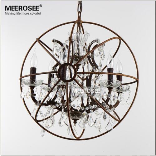 Art Deco American Style Crystal Chandelier Light Fixture Retro Rustic Bird Cage Hanging Lamp for Cafe Coffee Shop Decor Lighting