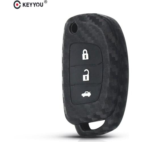 KEYYOU 10X Silicone Carbon Car Key Cover For Hyundai Creta Tucson Santa fe Elantra Sonata i20 i30 i40 i25 ix35 Protect Car Case