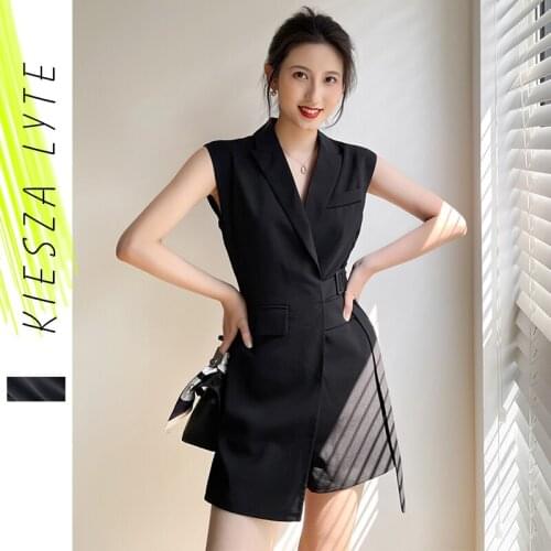 Fashion Jumpsuit Women Summer 2021 Elegant Office Lady Casual High Waist Sleeveless Irregular Short Suit Jumpsuits