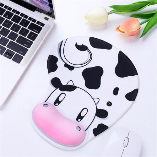 Cartoon Cow Mousepad Cute Wrist Mouse Pad Laptop Computer Desk Mat Anti Slip Table Mat Office Accessories Desk Set