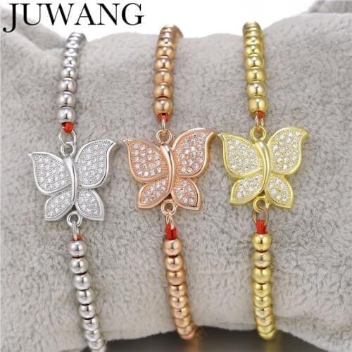 Fashion Butterfly Bracelet & Bangle Adjustable Copper bead chain for women Gold Silver color Pulseras Mujer Jewelry Party gift