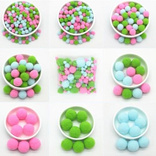 Pink Green Blue Pompom Fur Balls DIY Soft Pom Poms Crafts Pompones Wedding Decoration Glue on Cloth Accessories 8mm To 30mm 20g