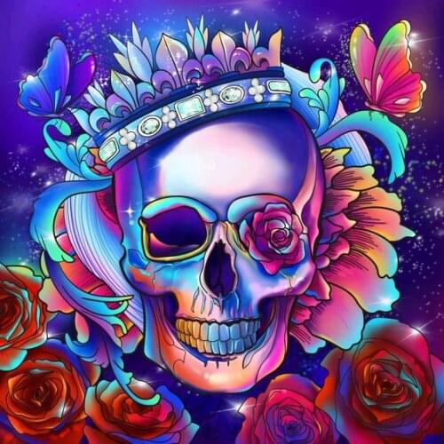 JMINE Div 5D Skull King Rose Flower Butterfly Full Diamond Painting cross stitch kits art Cartoon 3D paint by diamonds