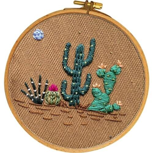 Cactus Pattern Cross Stitch Kits, Embroidery Kit with Embroidery Hoop - for