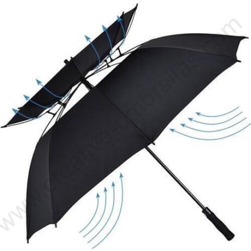 132cm visible real double layers frame ventilation anti-thunder fiberglass auto open windproof anti static golf umbrella