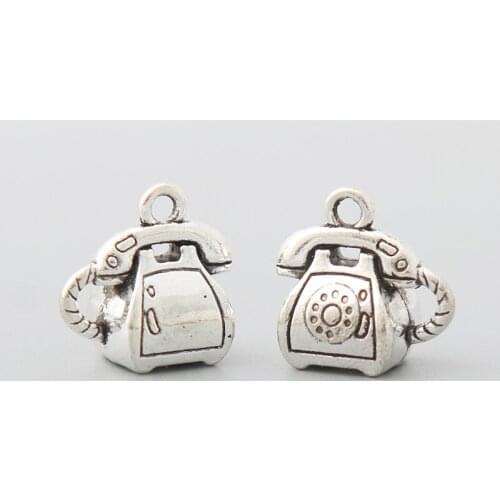 RAINXTAR Fashion 10pcs Alloy Telephone Charms Daily Use Phone Handmade Charms 14*15mm AAC1501