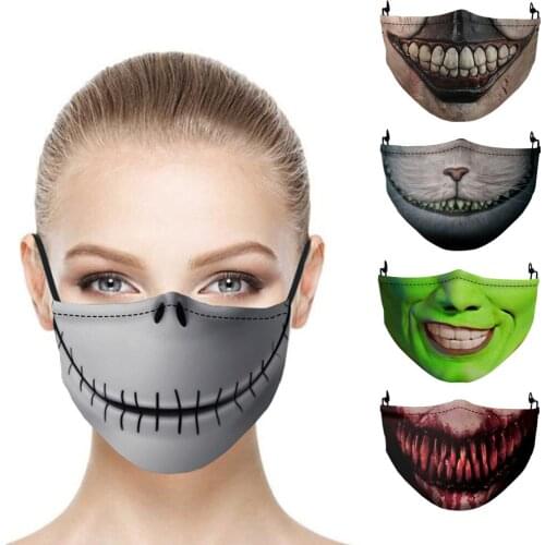 Hot Halloween Masks Scary Horror Printing Grimace Men Women Unisex Fashion Anti-fog Dust-proof Filter Breathable Protection Mask