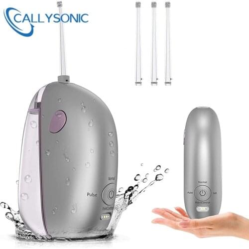 CALLYSONIC Mini Water Flosser-120ML Travel Water Flosser Portable Professional Water Pick Teeth Cleanser With 3 Modes 4 Nozzles