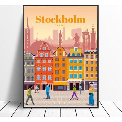 Travel to Stockholm Canvas Travel poster Wall Art Pictures for Living Room Home Decor No Frame