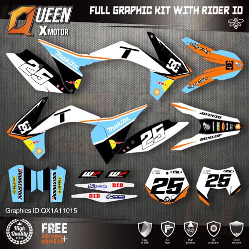 QUEEN X MOTOR Custom Team Graphics Decals Stickers Kit For KTM 2011 2012 SX SXF , 2012 2013 EXC XC-W EXC-F 015