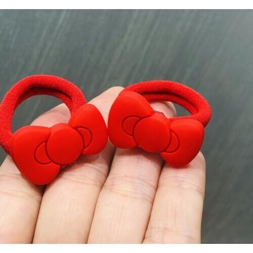 2Pcs Heart-shaped Bow-knot Hair Accessories Children Rubber Bands Scrunchies Elastic Hair Bands Girls Headband Decorations Ties