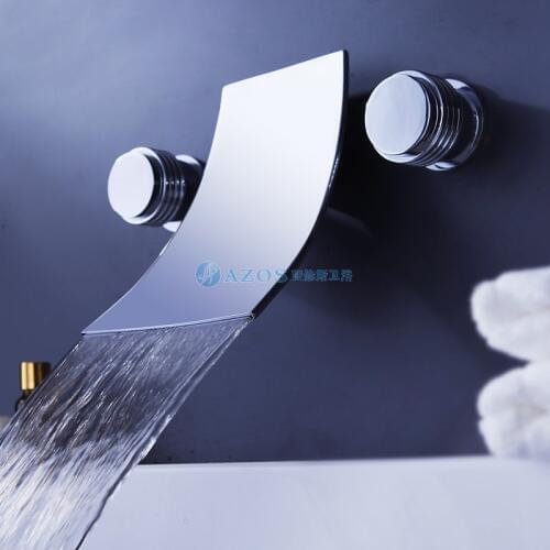 Modern Waterfall Widespread Sprey Bathtub Faucet (Chrome Finish) Hot and Cold Water Mixer Basin Tap Chrome Finished MPAZ019