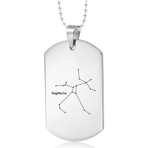 Constellation Dog tag Stainless Steel Pendant Necklace for Men Jewelry Myths From The Gods goth wholesale