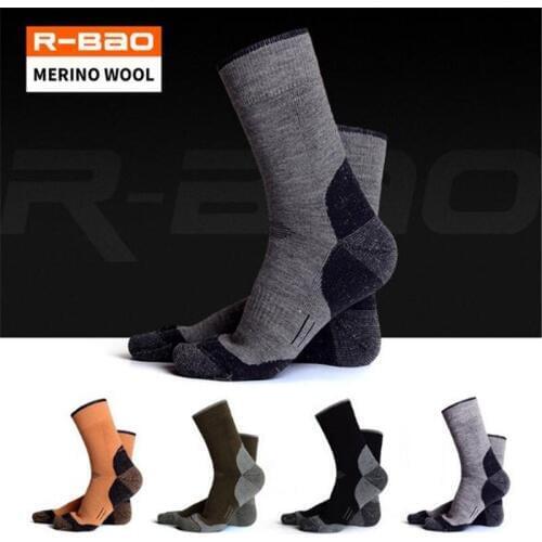 Sports Socks (2 pairs/lot) R-BAO RB3325 Warm 50% Merino Wool Men Women Skiing Socks Outdoor Climbing Hiking Socks
