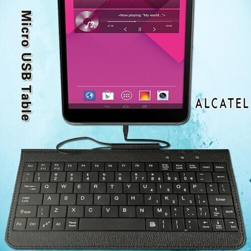 Slim Keyboard USB Wired Portable Thin Keyboard for Alcatel 1T/3T/OneTouch POP 7 7S/PIXI 3/Pixi 4 Tablet Wired Keyboard+Bracket