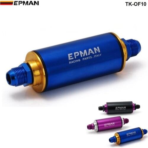 EPMAN Sport Car Truck Racing Ready Inline Fuel Filter AN10 with 100 Micron Element Steel SS Universal High Pressure TK-OF10
