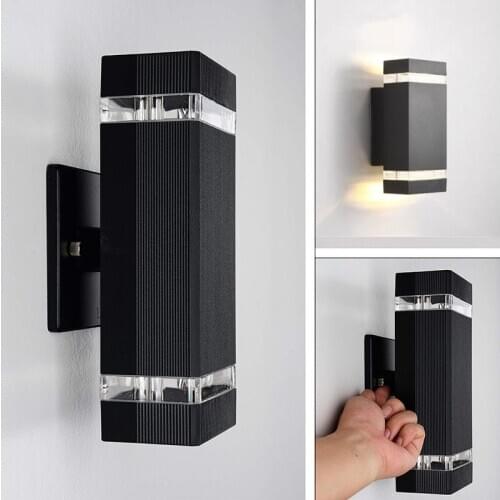 Outdoor Waterproof IP54 Wall Lamp gray/black 10W LED Wall Light Modern Indoor/Outdoor Decor Up Down Dual-Head Aluminum Wall Lamp