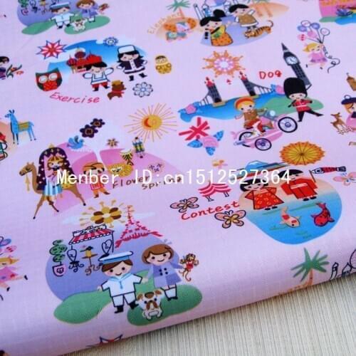 140cmx50cm PVC coated waterproof fabric - Towr / Bridge and girl on pink background(WF265)