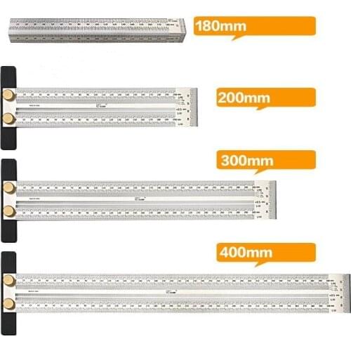 High-precision Scale Ruler T-type Hole Ruler Stainless Woodworking Scribing Mark Line Gauge Carpenter Measuring Tool