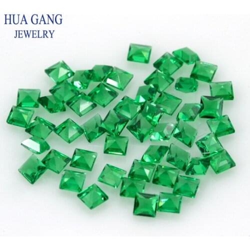 Green Nano Stone Square Shape Synthetic Gems For Jewelry Making 1.5x1.5mm-2.5x2.5mm Free Shipping