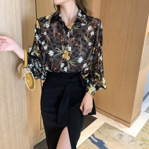 Women Blouse Shirt Fashion 2021 Long Sleeve Sweet Print Womens Clothing Embroidery Feminine Tops Blusas Mujer