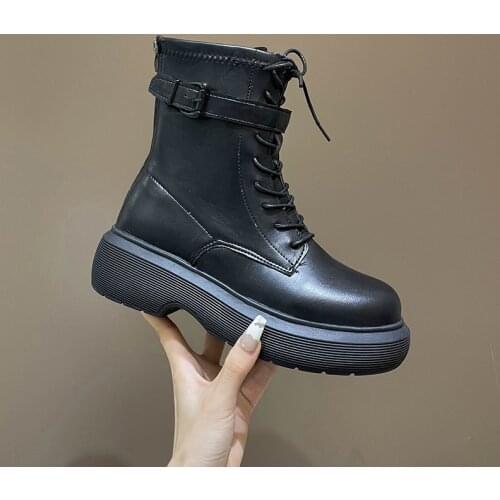 Winter Women Ankle Boots Black 2021 Fashion Autumn Warm Motorcycle Non-slip Waterproof Female Platform Boots Shoe Botas De Mujer