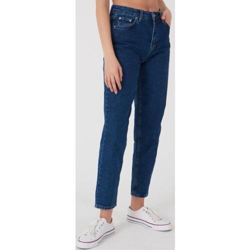 2021 New Spring High Waist Mom Jeans Woman Laser Cut Fashionable Casual Straight Pants Blue Female Washed Denim Skinny Pencil