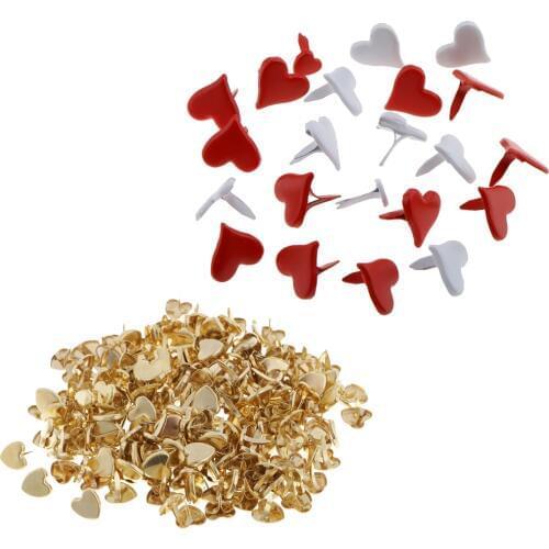 00 Pcs 9/11mm Assorted Mini Paper Fasteners Heart Love Shape Metal Iron Brads Scrapbooking Brads Embellishments DIY Card Making