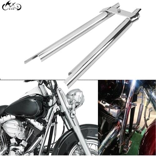 1 Pair Motorcycle Chrome Front Down Tube Frame Cover For Harley Fatboy FLSTF 2007-2013 Heritage Softail Custom FLSTC 2007-2010