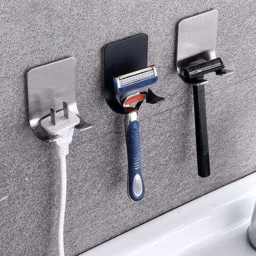 1Pcs Black Stainless Steel Shaver Dispenser Storage Rack Waterproof Dampproof Multi Purpose Toothbrush Holder Shaver Dispenser