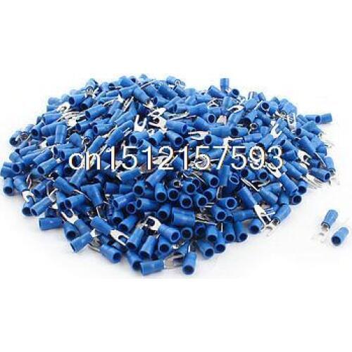 1000PCS Blue Insulated Furcate Fork Terminals Cable Lug AWG22-16 SV1.25-3