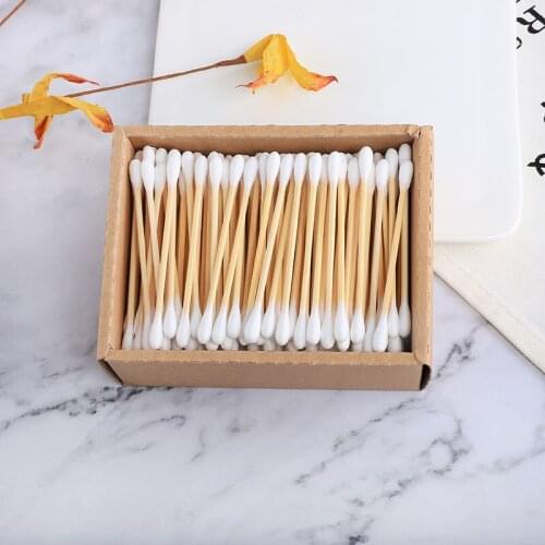 200PCS/Box Double Head Cotton Swab Bamboo Sticks Cotton Swab Disposable Buds Cotton for Beauty Makeup Nose Ears Cleaning Tools