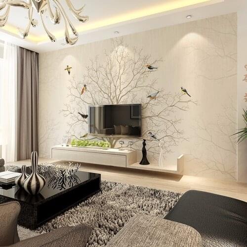 Beibehang 3D stereoscopic wallpaper bedroom modern minimalist living room TV backdrop bird wallpaper seamless wall covering