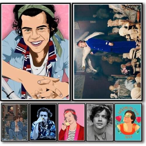 48 Designs Harry Styles Whitepaper Poster Alternative Abstract Art Painting Funny Wall Sticker for Coffee House Bar
