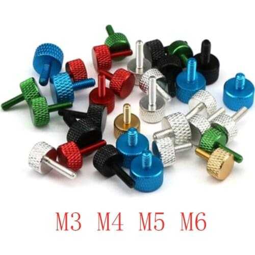 5-10pcs/lot M3 M4 m5 m6*6/8/10/12/16 colourful aluminum knurled hand tighten thumb screw