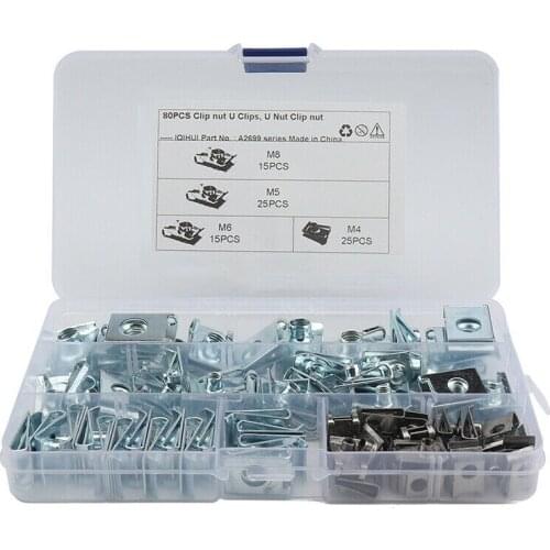 Assorted 80pcs/set M4 M5 M6 M8 Chimney U Nuts Fixings Threaded Fasteners Kit