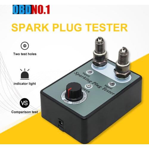 Auto Car Spark Plug Tester with Adjustable Double Hole Detector Ignition Plug Analyzer with EU Plug for 12V Gasoline Vehicles